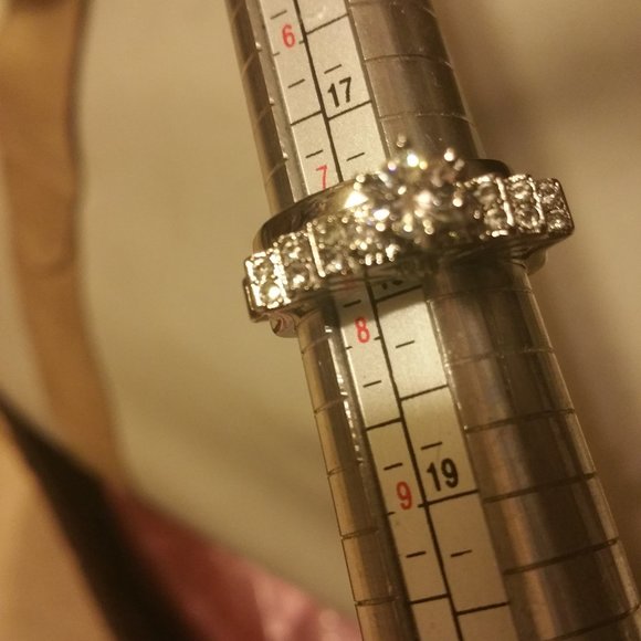 WHITE TOPAZ 2 PIECE RING SET SIZE 7 3/4 - Picture 8 of 15